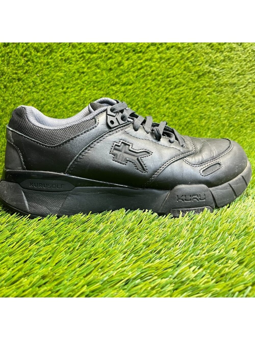 Kuru Kinetic 2 Mens Size 8.5E Jet Black Athletic Leather Walking Shoes Sneakers